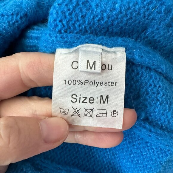 Cable Knit Midi Skirt In Bright Blue With Pocket Detail Size M Chartou - Picture 3 of 7